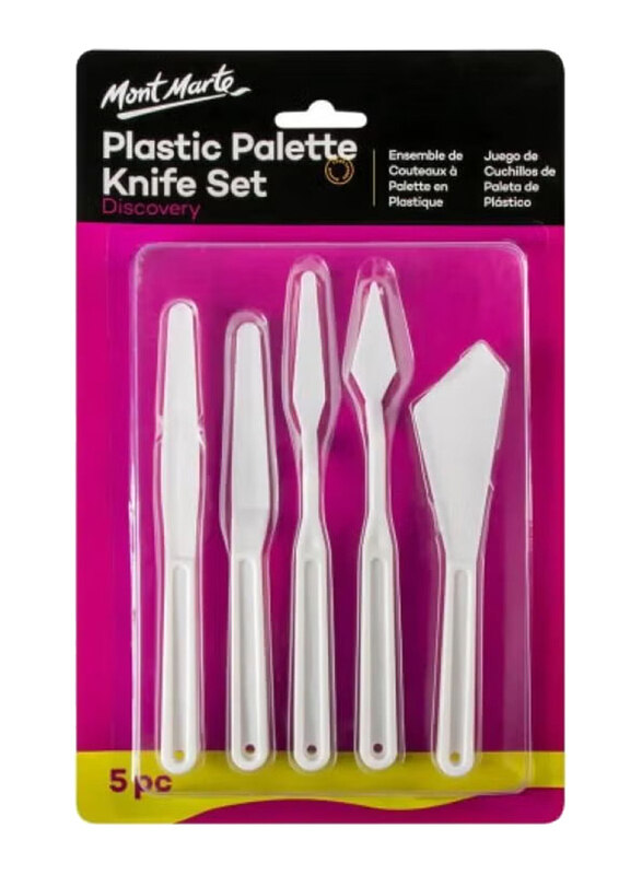 

Mont Marte Plastic Studio Palette Knife Set, 5 Pieces, White
