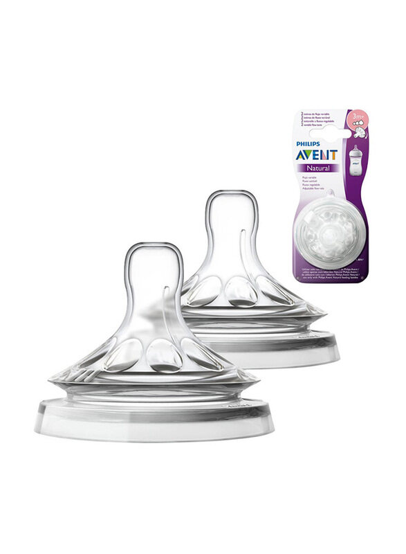 

Philips Avent Natural 2.0 Feeding Bottle Teats Variable Flow Nipples, 2 Pieces, Clear