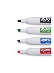 Expo Magnetic Dry Erase Markers with Eraser, 4 Pieces, Red/Blue/Green