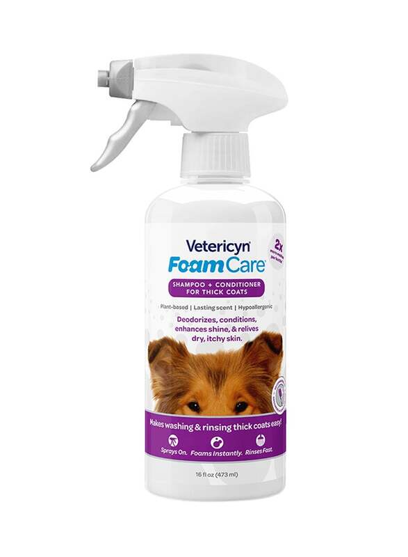 Vetericyn Foam Care Dog Pet Shampoo For Thick Coats, Multicolour, 473ml