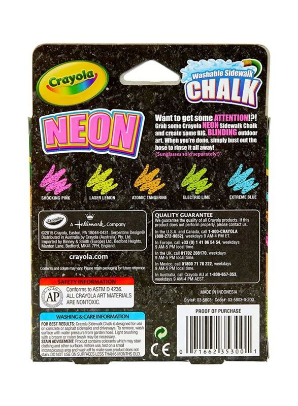 Crayola 5-Piece Washable Special Effects Sidewalk Chalk, Multicolour