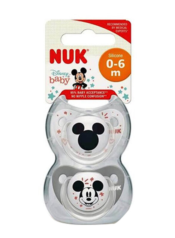 

Nuk Mickey Soother with Cover, 2 Piece, White