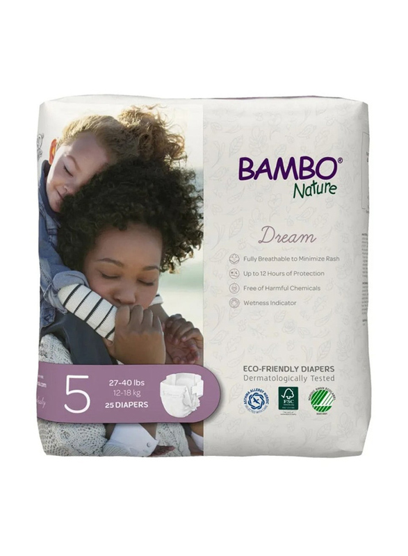 

Bambo Nature Eco Friendly Diapers, Size 5, 12-18 Kg, 25 Diapers