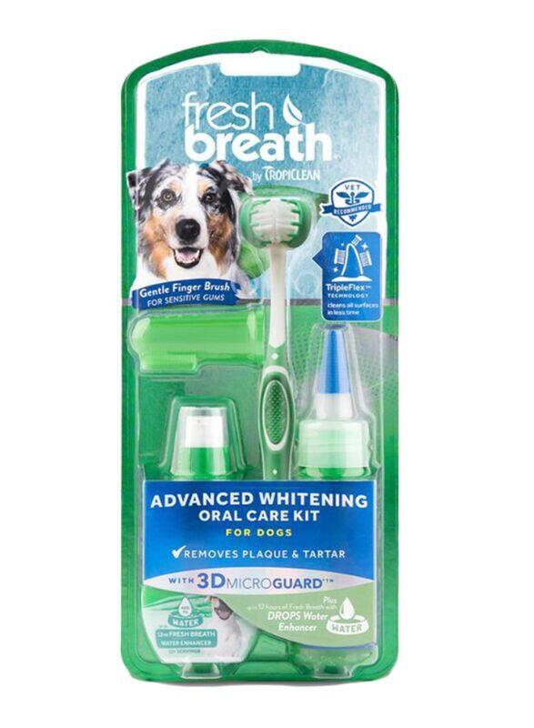 

TropiClean Advanced Whitening Oral Care Kit Set, Set of 4, 59ml, Green/White