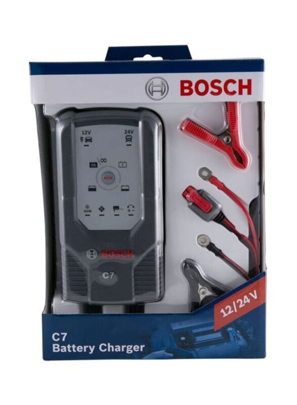Bosch C7 12V/24V Battery Charger, Black