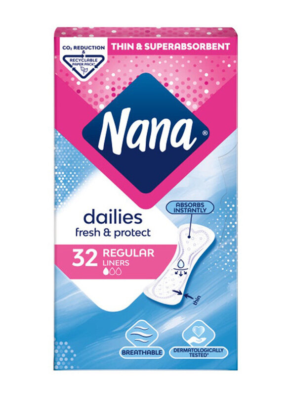 

Nana Dailies Fresh Regular Liners White, 32 Pieces