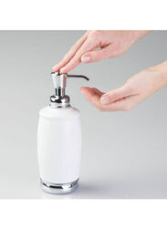 InterDesign York Lotion Dispenser, 7.88 x 2.75 x 2.75inch, White/Chrome
