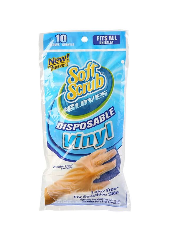 Soft Scrub 10-Piece Vinyl Disposable Gloves, Beige