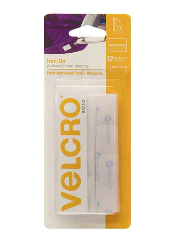 

Velcro 12-Piece Heat Activated Fabric Adhesive Strips, 1 x 0.75 inch, White