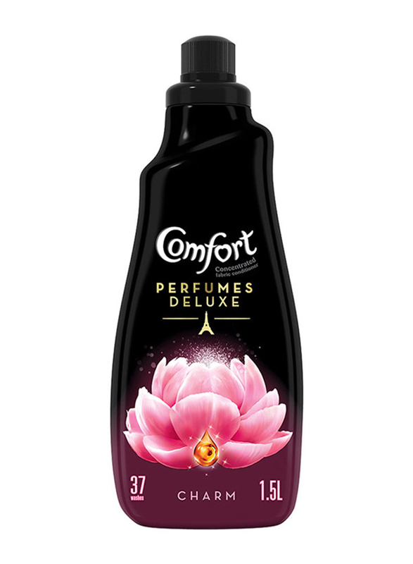Comfort Charm Perfume Concentrated Fabric Conditioner, 1.5 Liter, Black/Pink/White