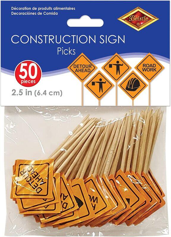 

Beistle 50-Piece Construction Signs Picks, Beige/Yellow