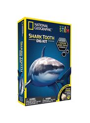 National Geographic Shark Tooth Dig Kit with 3 Shark Tooth Fossils, Ages 3+
