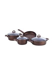 Home Maker 7-Pieces Granite Cookware Set, Clear/Brown