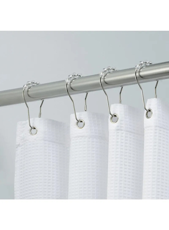 InterDesign 12-Piece Shower Curtain Roller Set, 4 x 8 x 2inch, Silver