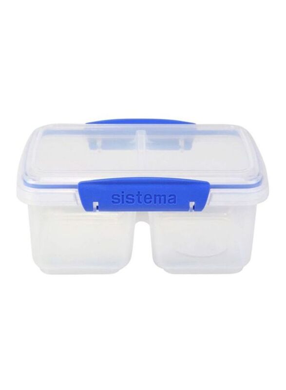 Sistema Klip It Rectangular Split Food Container, Clear/Blue