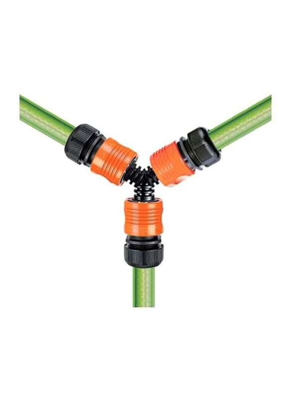 Claber 3-Way Hose Connector, Black/Orange