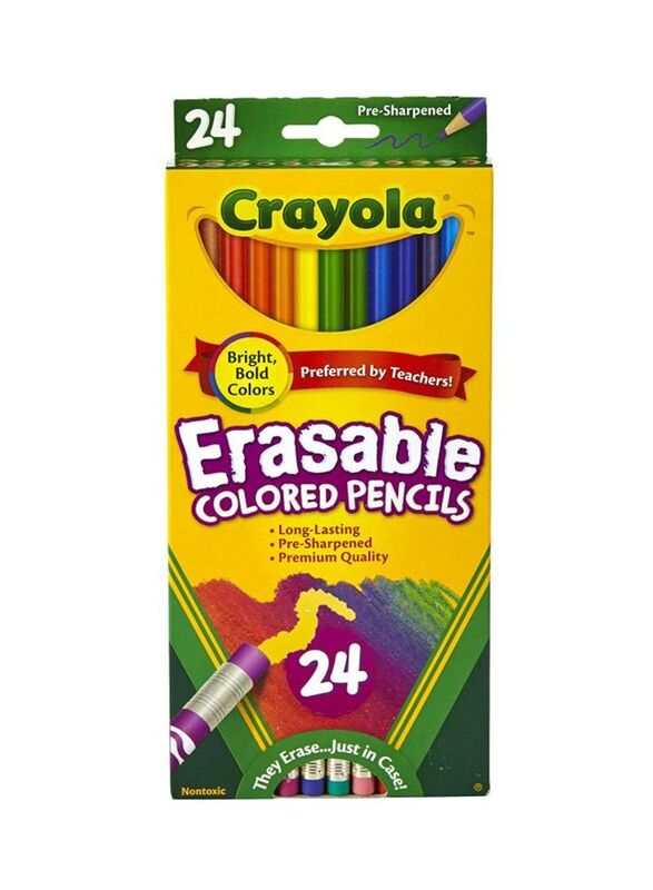 Crayola 24-Piece Erasable Coloured Pencil, Multicolour