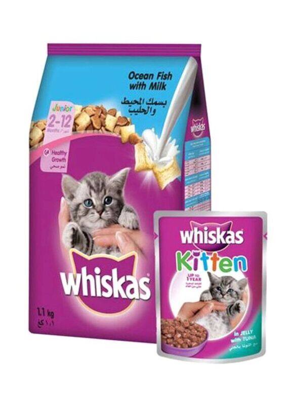 Whiskas Ocean Fish with Milk Cat Dry Food, 1.1 Kg