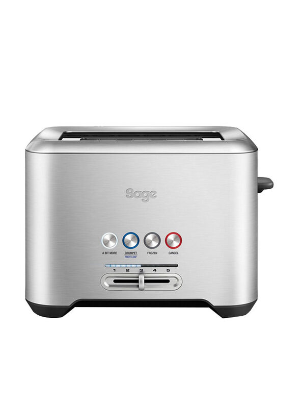 Sage A Bit More Brushed Stainless Steel 2 Slice Toaster, 1000W, BTA720UK, Silver