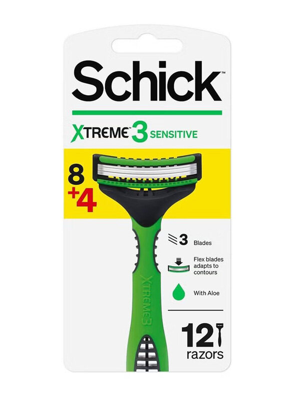 

Schick 8+4 Xtreme 3 Sensitive Razor for Men, 12 Pieces