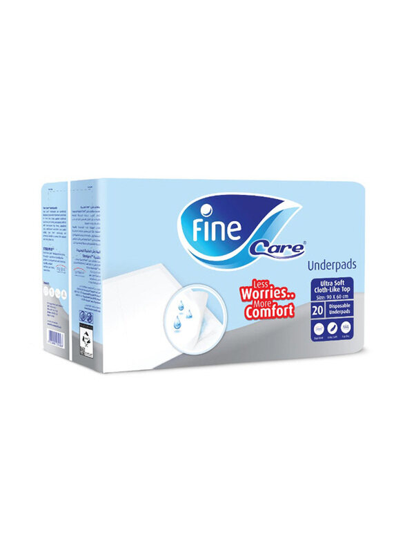 

Fine Care Ultra soft Cloth Like Top Disposable Underpads, 20 Pieces