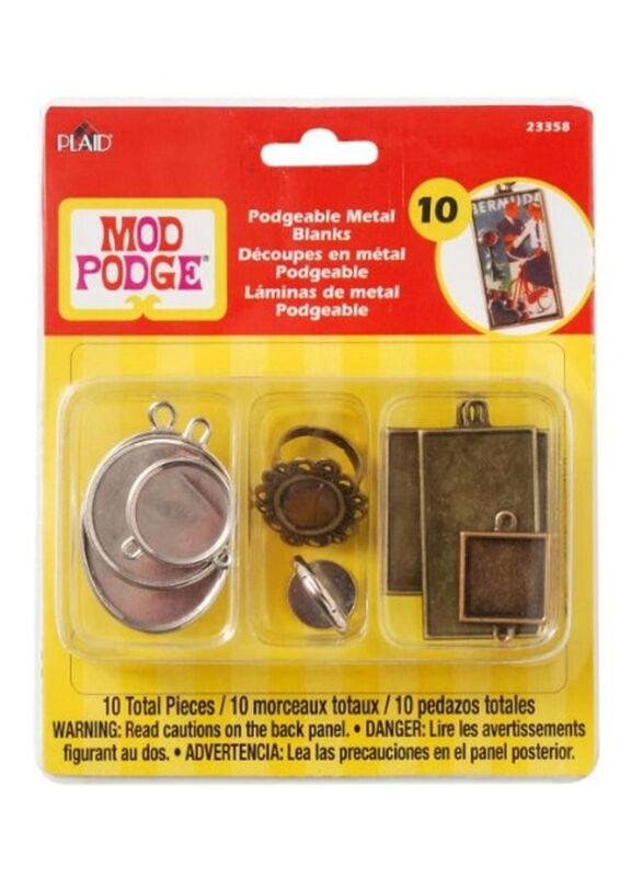 Mod Podge Podgeable Metal Blank Set, 10 Piece, Silver/Gold