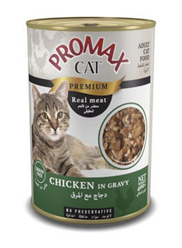 

Promax Cat Premium Real Meat Can Wet Cat Food with Chicken in Gravy, 400g