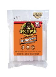 Gorilla Hot Glue Sticks, 30 Pieces, White
