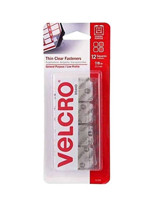 

Velcro 12 Pieces Self Squares Adhesive, Clear