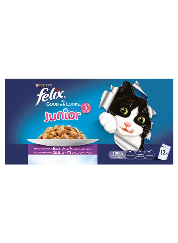Purina 12 Piece Felix Junior As Good As It Looks Cat Wet Food, 1200g