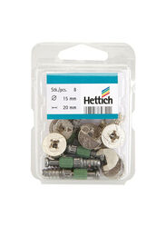 Hettich 15x20mm Connecting Fitting Screws, ACE695069, 8 Pieces, Silver