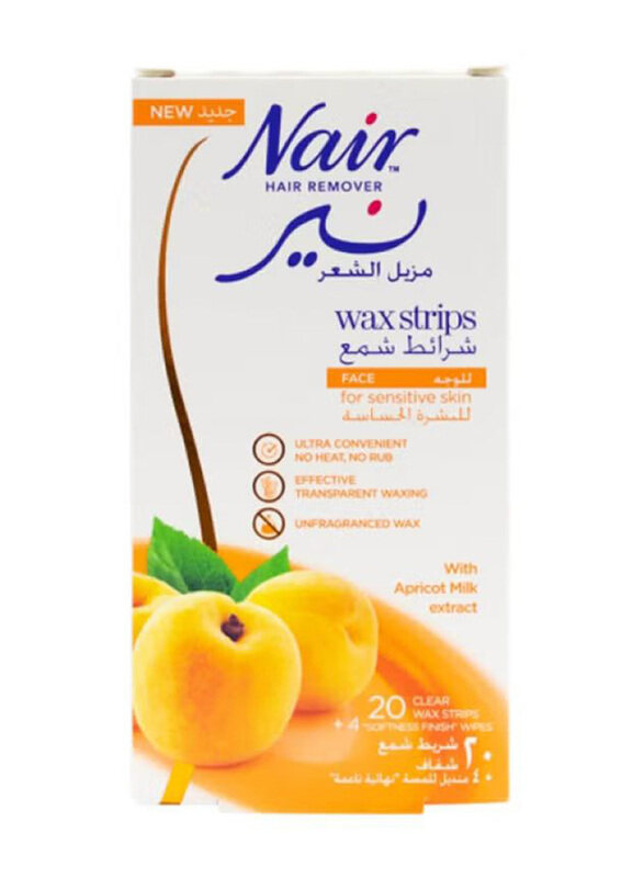 

Nair Apricot Facial Wax for Sensitive Skin, 20 Strips