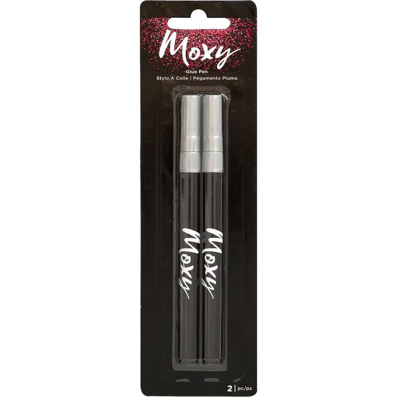 American Crafts Fine Tip Glitter Glue Pen, 2 Piece, Black/White
