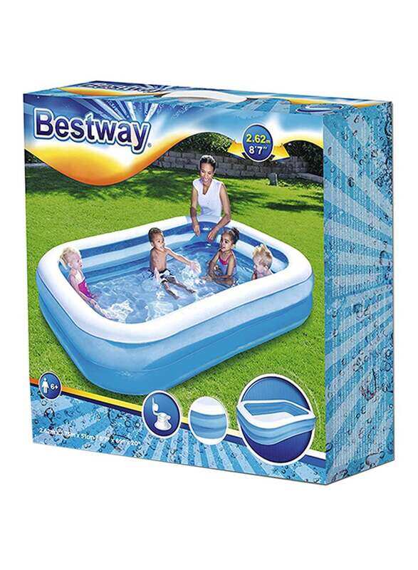 

Bestway Inflatable Rectangular Family Pool, Blue/White