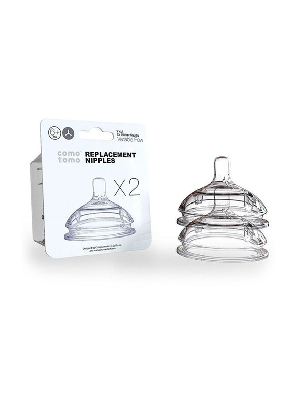 

Comotomo Replacement Silicone Nipples Y Cut Variable Flow, Clear