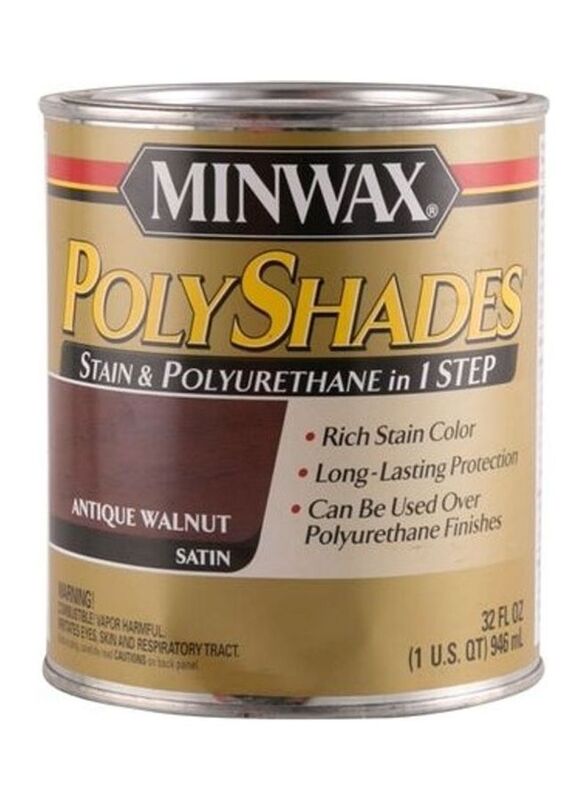 Minwax Poly Shades Stain and Polyurethane, 946ml, Antique Walnut Satin