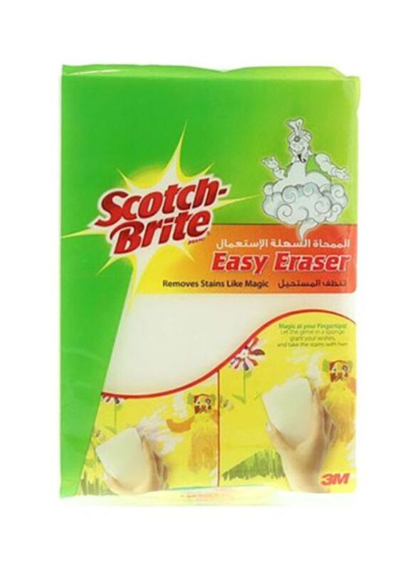 Scotch Brite Extra Coarse Large Long Lasting Cleaning Multi Surface Foam Pad Set, 2 Pieces, White