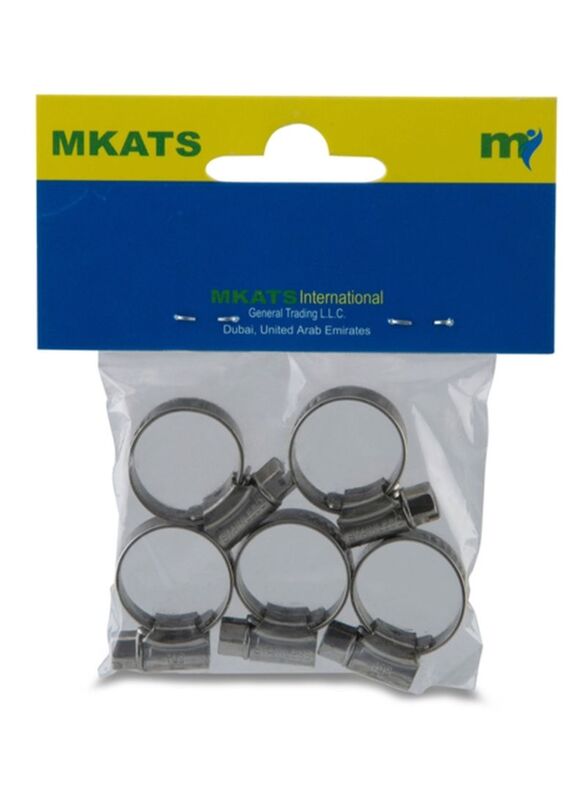 Mkats 5-Piece Orbit Hose Clips, Silver