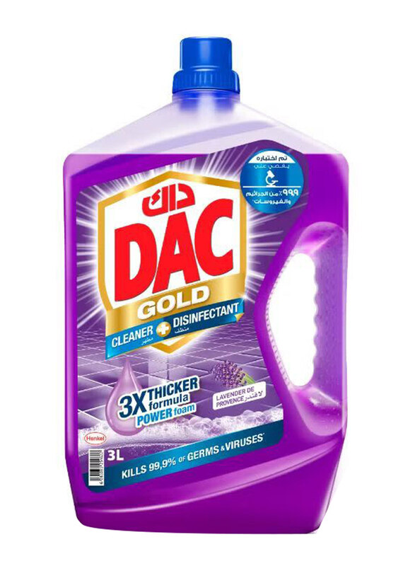 

DAC Gold Multi-Purpose Disinfectant & Liquid Cleaner with 3X Thicker Formula Lavender, 3 Liters