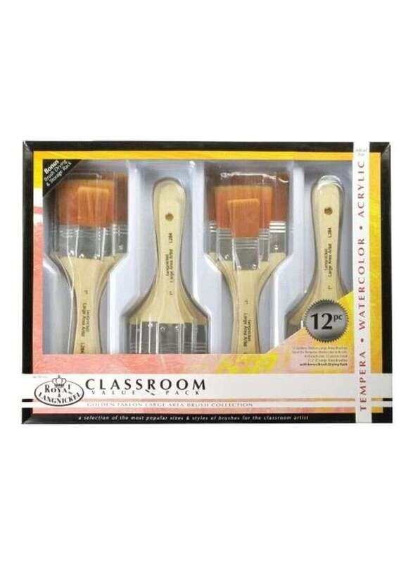 

Royal & Langnickel Large Paint Brush Box, 12 Pieces, Gold/Beige