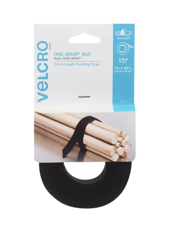 Velcro 3.6 m One-Wrap Roll, Black