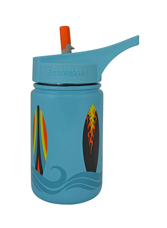 

Ecovessel 400ml Single Wall Water Bottle with Top Straw, Blue/Orange