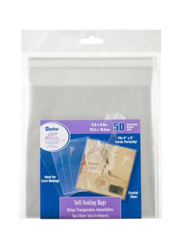 

Darice 50-Piece Self Sealing Bags, 6.5x6.5-inch, Clear