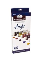 Royal & Langnickel Acrylic Color Artist Tube Paint, 12 Pieces, White/Black/Blue