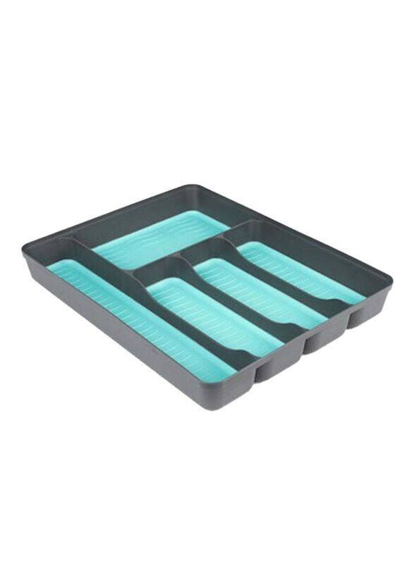 Core Cutlery Drawer Organizer, 15x12x2inch, Grey/Lake Blue