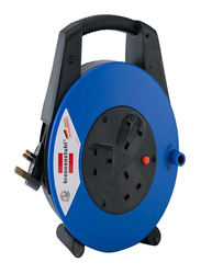 Brennenstuhl 3 Cable Reel with Closed Socket, 15-Meter Cable, Blue/Black