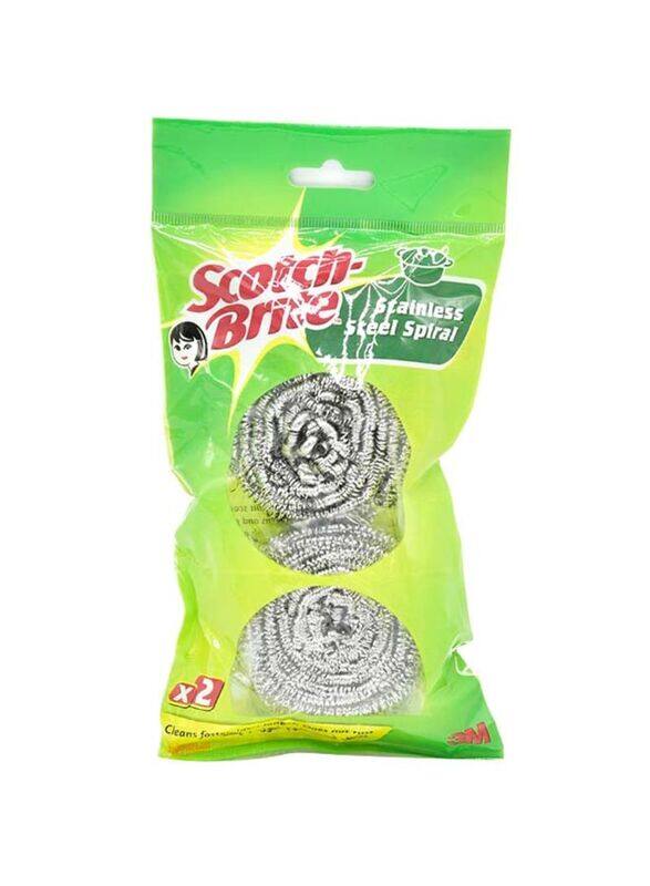 Scotch Brite Stainless Steel Spiral Scrub, 2 Pieces, Silver