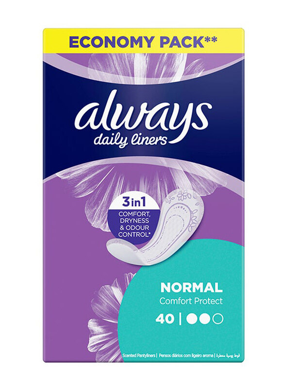 

Always Unscented Normal Comfort Protect Daily Liners, 40 Pieces