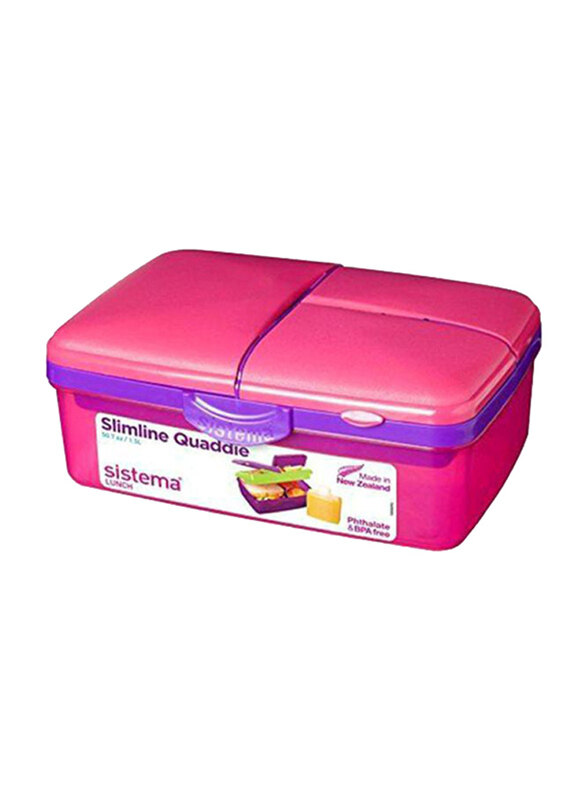 

Sistema Slimline Quaddie Lunch Box, Pink