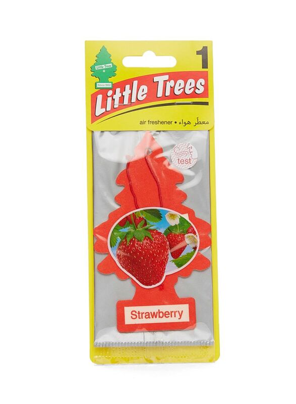 Little Trees 18.1gm Strawberry Scent Hanging Paper Car Air Freshener, Red